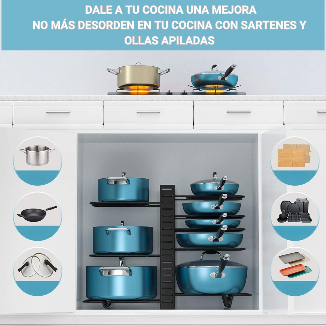 Organizador De Ollas y Sartenes - Almacenamiento Elegante y Funcional