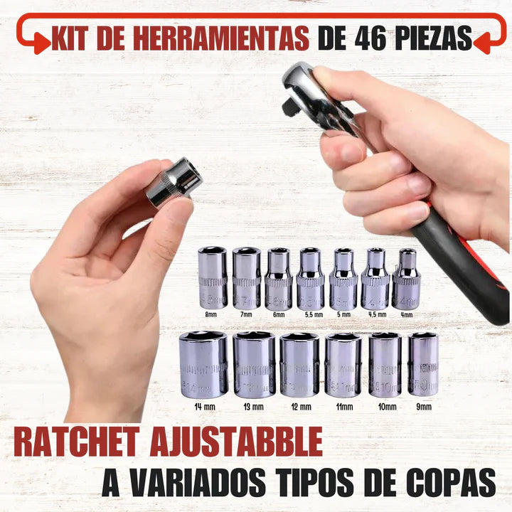 KIT DE HERRAMIENTAS 46 PIEZAS PROFESIONAL