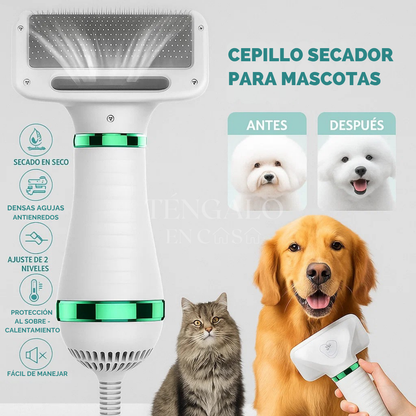 CEPILLO SECADOR PORTATIL PARA MASCOTAS (2 EN 1)