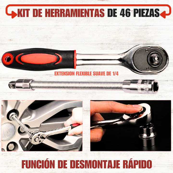 KIT DE HERRAMIENTAS 46 PIEZAS PROFESIONAL