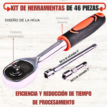 KIT DE HERRAMIENTAS 46 PIEZAS PROFESIONAL