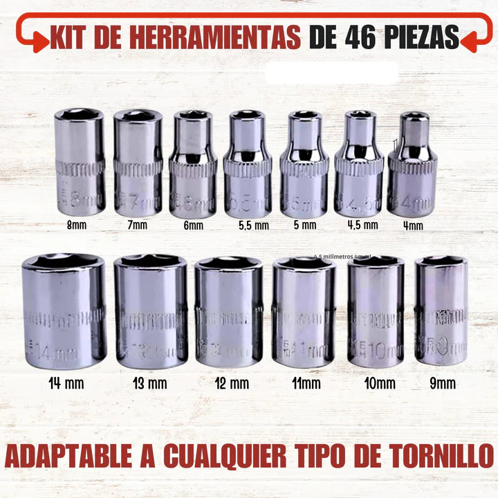 KIT DE HERRAMIENTAS 46 PIEZAS PROFESIONAL