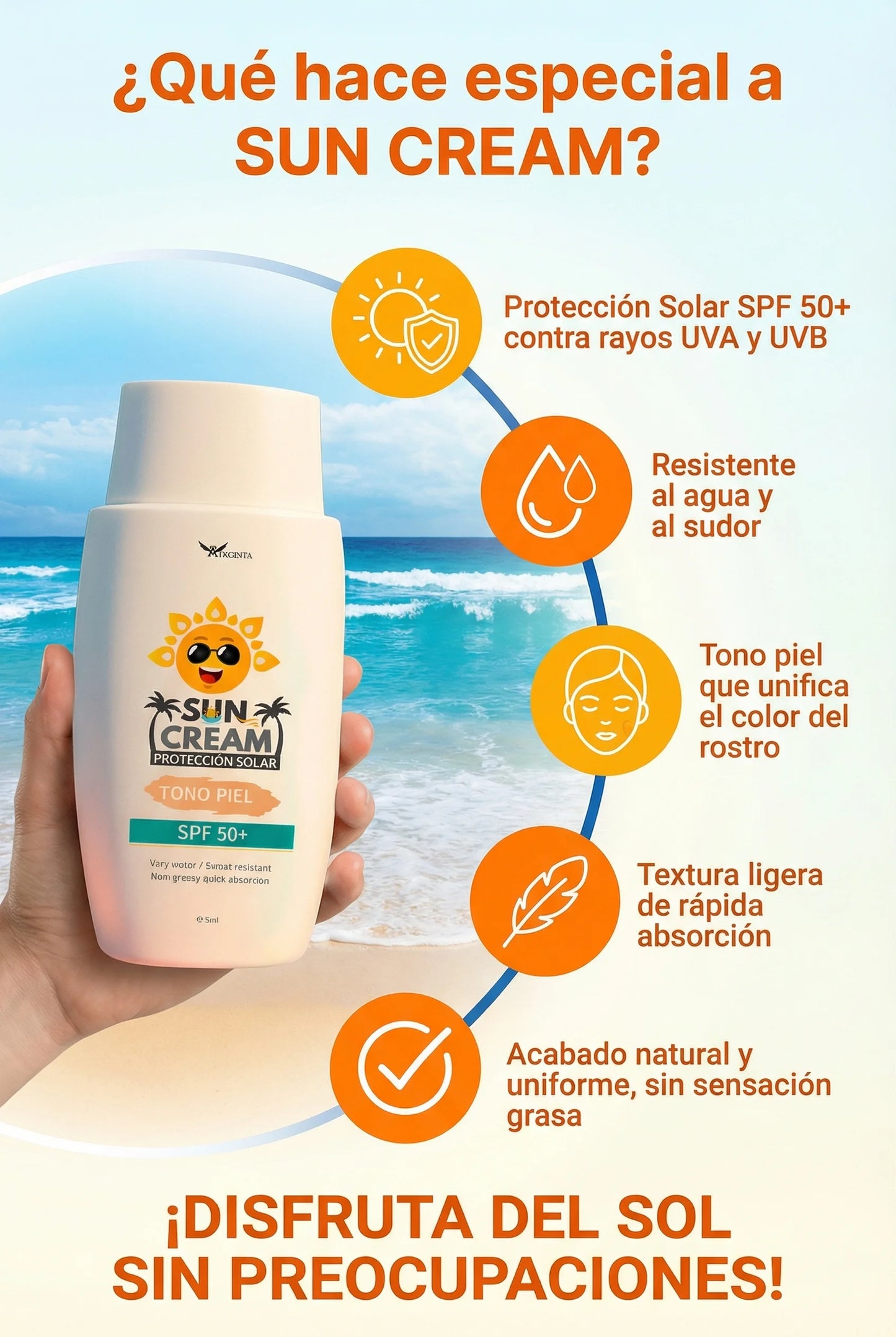 PROTECTOR SOLAR SUN CREAM CON TONO